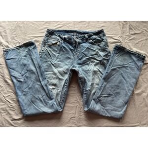 Wired Heart Womens Size 31 Bootcut Jeans Medium Wash Embroidered Pockets Denim